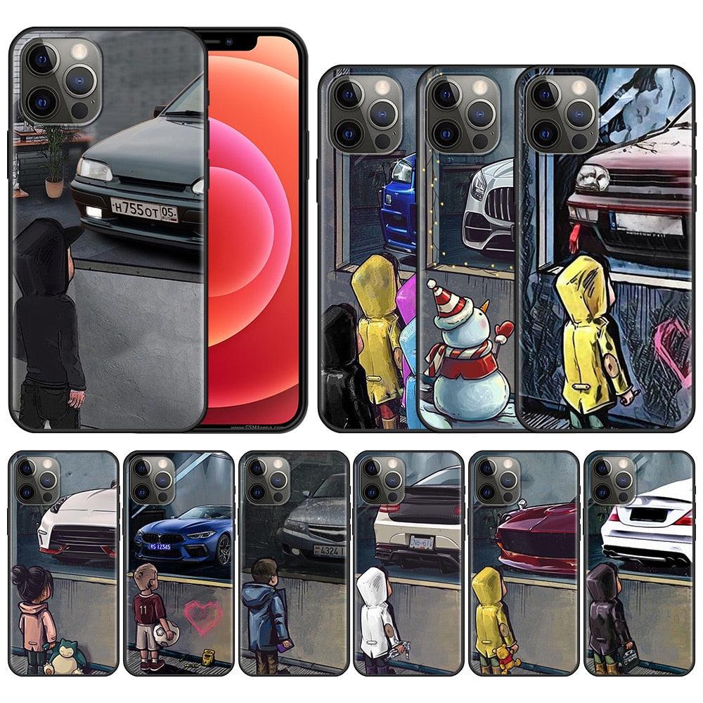 Best Phone Case For Iphone 14 11 13 12 Pro Max Mini X Xs Xr 6 6s 7 8 Plus Boy Sport Car Protective Flexible Soft Tpu Clear Phone Case