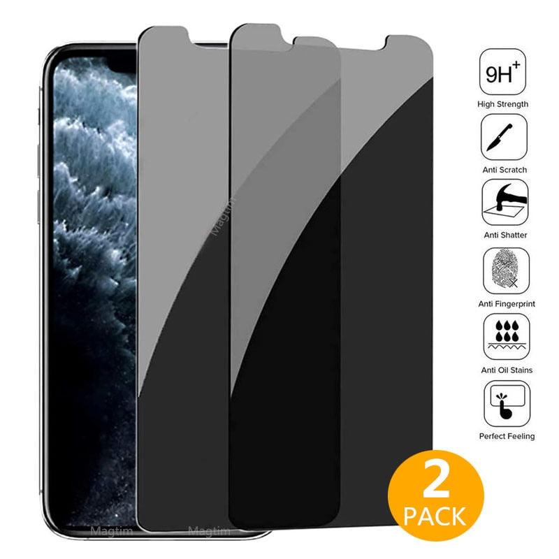 2Pcs Private Tempered Glass for iPhone 13 12 11 Pro Max 12Mini XS XR SE2020 Anti-Spy Screen Protectors for iPhone 8 7 6 Plus 9H Tempered Glass Film Touch Sensitive Scratchproof Screen Protector