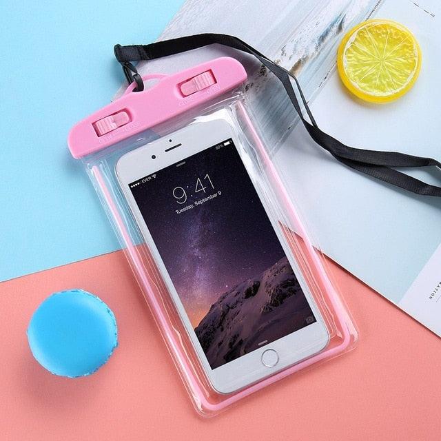 Universal Simple Colorful Waterproof Case For iPhone Cover Bag Cases For Phone Water proof Phone Case Luminous Frame Waterproof Phone Case Large Size Waterproof Phone Pouch For iPhone Case & Strap