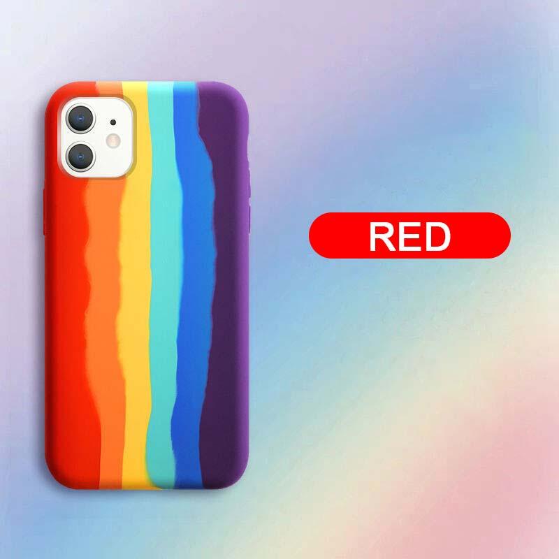 Luxury Rainbow Silicone Case For iPhone 11 X Xr Xs Max Case 12 11 Pro Max 6 6s 7 8 Plus Modern Colorful Shockproof Back Cover Rainbow Color Soft Silicon Back Cover Case