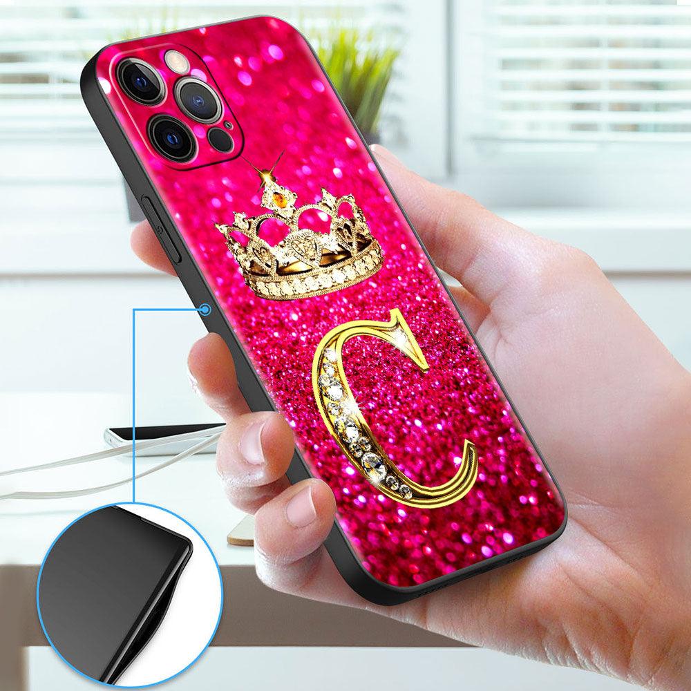 Pink Shiny Letter Phone Case For Iphone 11 7 Pro Xr X Xs Max 6 6s 8 Plus Glitter Rhinestone Phone Cover Soft Cover Shockproof Glitter Sparkle Case Girly Women Protective Pink Cover