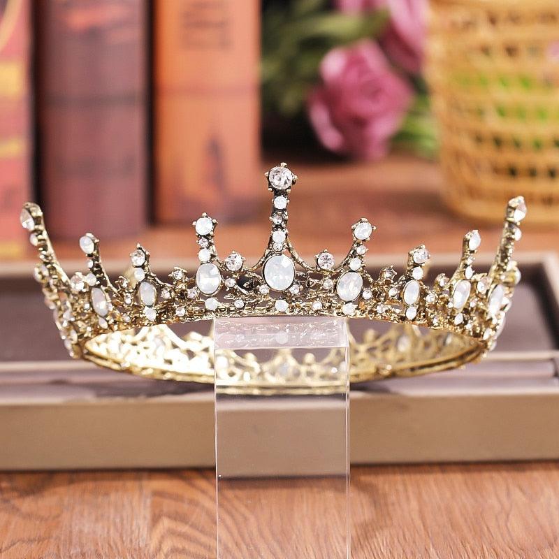 Crystal Rhinestone Round Crown Tiara Hair Jewelry Wedding Hair Accessories Bridal Hair Jewelry Queen Party Crown And Tiaras Gift Gold Crowns For Women Crowns And Tiaras Hair Accessories For Wedding Prom Bridal Party