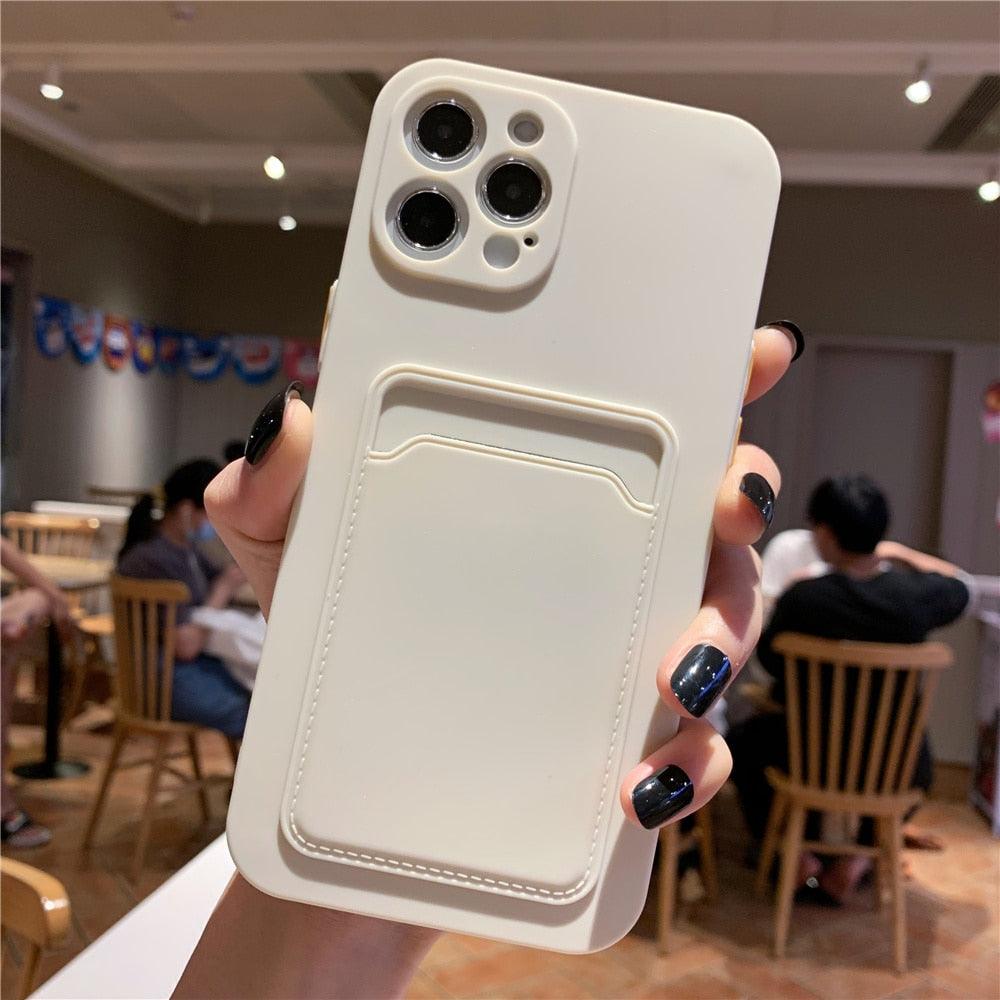 Luxury Silicone Phone Case for iphone 13 Pro Max 12 11 X XS XR Card Holder Wallet Soft Cover Cute Back Storage Stylish Silicone Case Smartphone Case