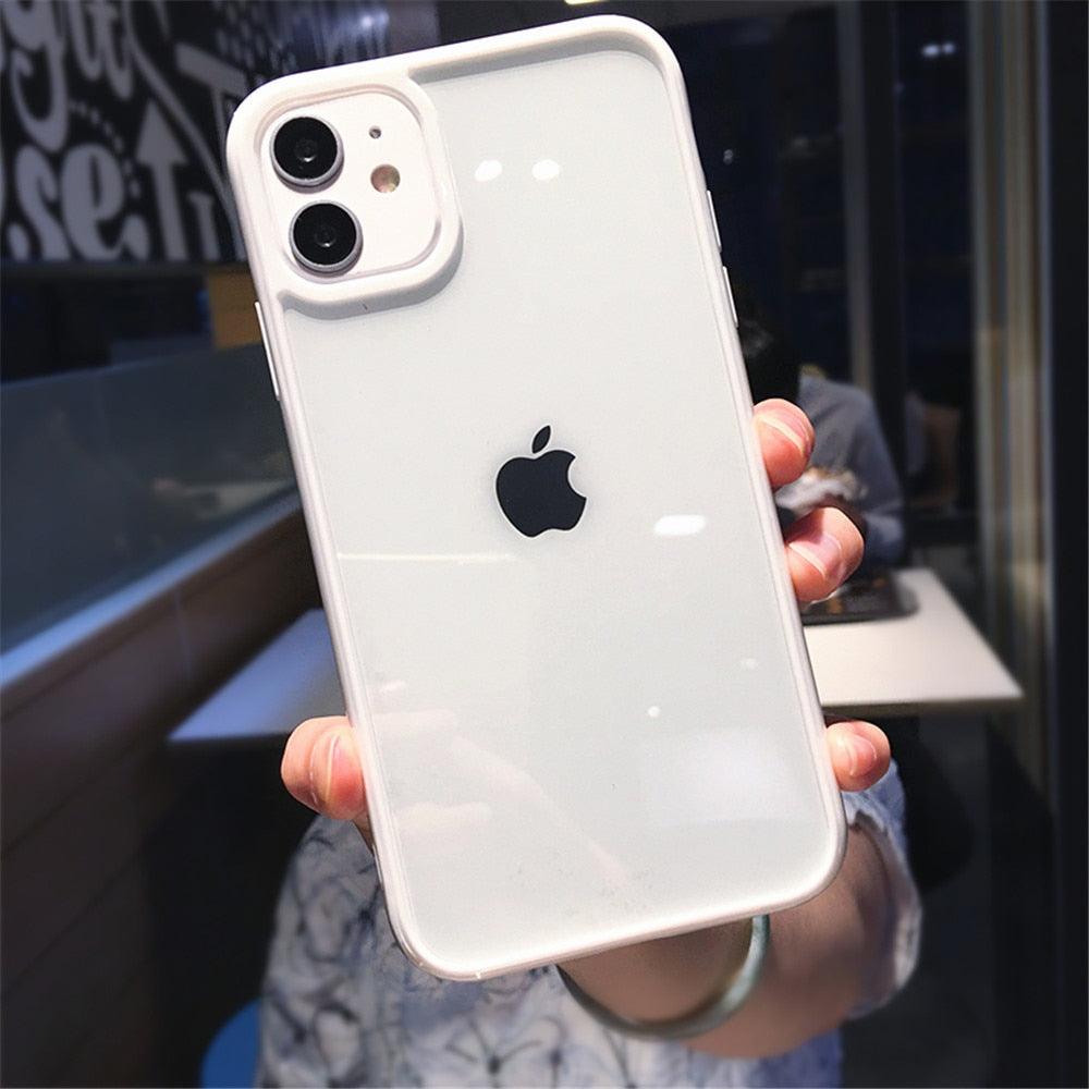 Transparent Shockproof Bumper Phone Case For iPhone 11 12 13 14 Pro Max Mini Cute Candy Color Hard Cover  Luxurious Translucent Case for iPhone