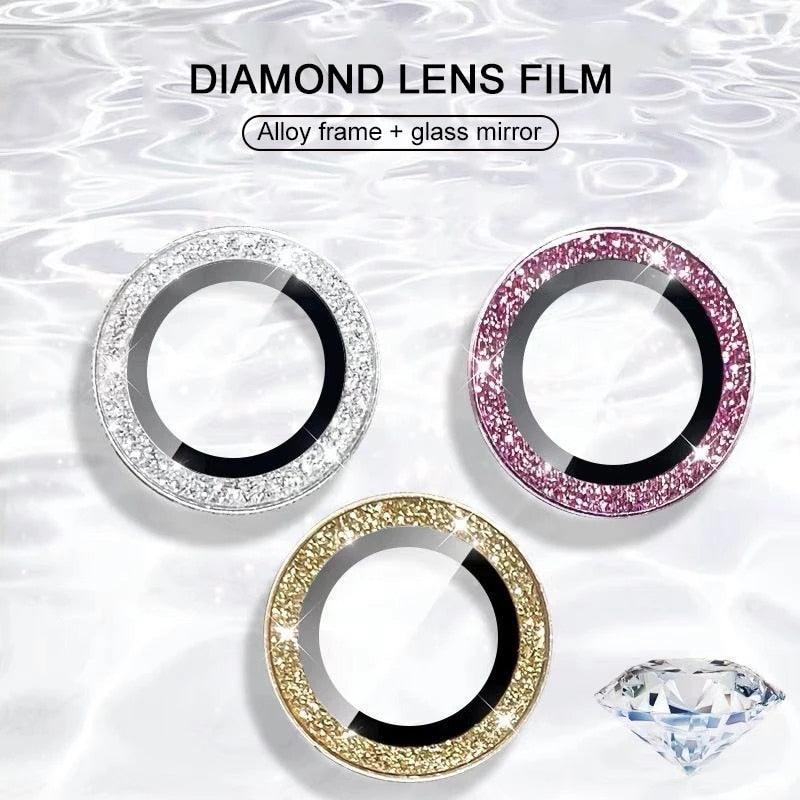 Glitter Diamond Camera Lens Protector For Iphone 13 Pro Max Mini Camera Metal Ring Glass For Iphone 12 11 Pro Max Protective Cap Diamond Glitter Camera Lens Protector On For Iphone