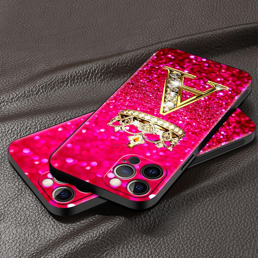 Pink Shiny Letter Phone Case For Iphone 11 7 Pro Xr X Xs Max 6 6s 8 Plus Glitter Rhinestone Phone Cover Soft Cover Shockproof Glitter Sparkle Case Girly Women Protective Pink Cover