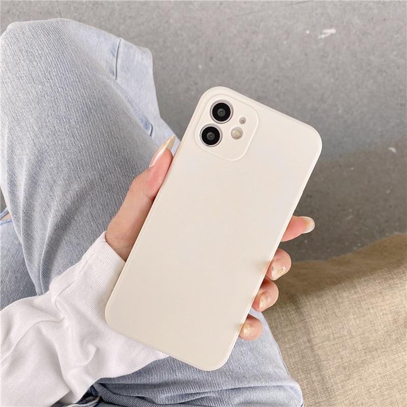 Soft Silicone Candy Color Phone Case For iPhone 13Mini iPhone 14Pro Max Ultra Thin Shockproof Cover Solid Color Shockproof Silicone Case For iPhone