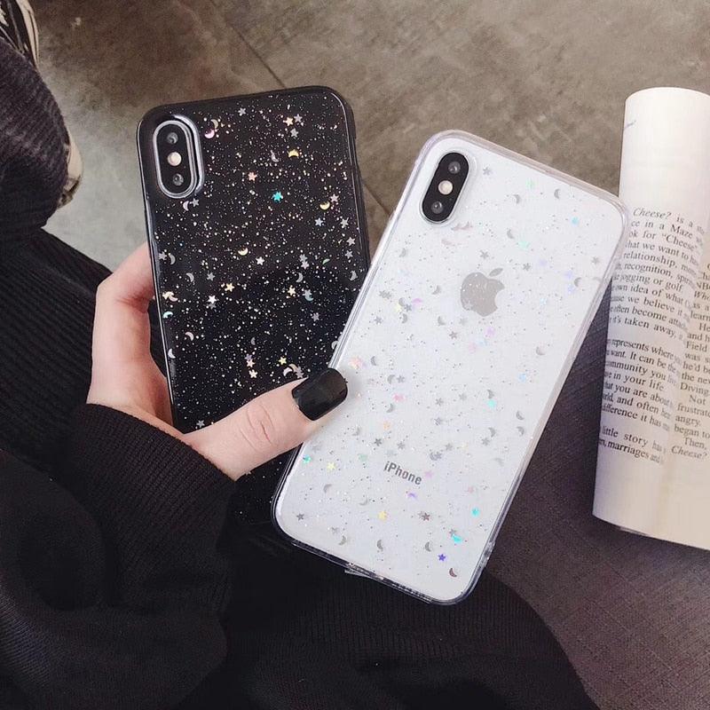 Women Glitter Phone Case For Iphone 8 7 Plus 6 6s Star Clear Soft Cover For Iphone 12 11 Pro X Xr Xs Max Starry Night Non Moving Sparkling Shining Glitter Soft Silicone Case