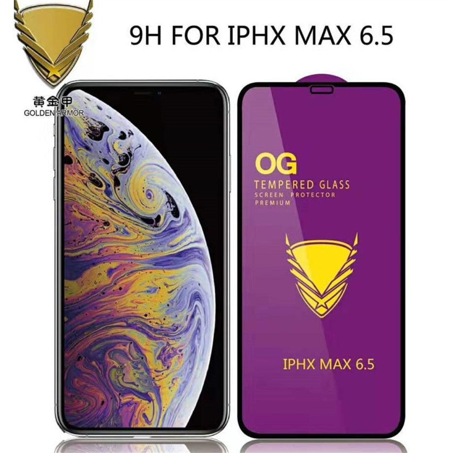 3PCS Tempered Glass OG Screen Protector for iPhone 14 13 12 11 Pro XS Max X XR Full Glue Cover Big Curved 7 8 Full Coverage Screen Protector iPhone Glass Screen Protector