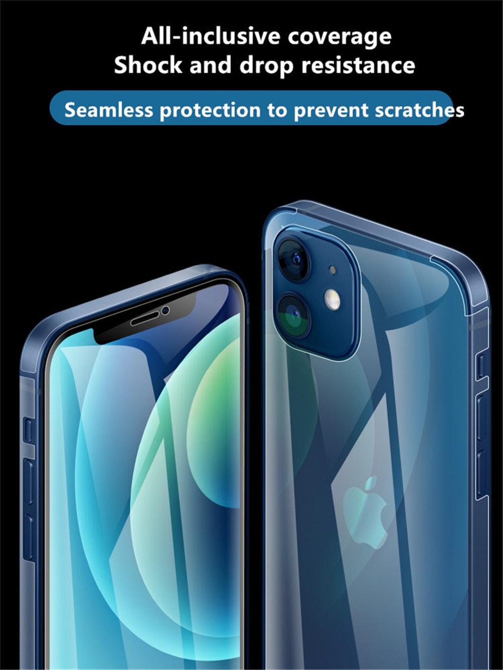 360 Front+Back Full Body Film On the Screen Protector For iPhone 14 13 Pro Max 12 Temper Film Premium HD Clarity Anti-Fingerprint/Scratch Screen Protector 11 Mini Ultra Thin Matte Clear Cover