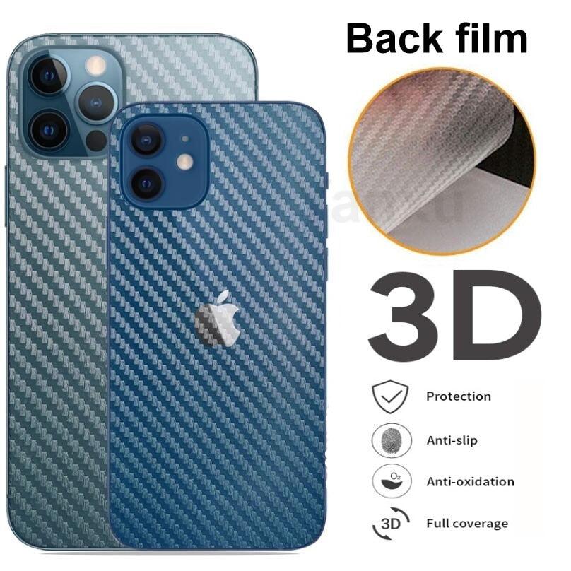 Back Screen Protective Film Carbon Fiber Skin Transparent Screen Guard Sticker Carbon Fiber Transparent Film For iPhone 14 13 12 Mini 11 Pro X XR XS Max SE3 7 8 Plus Phone Back Screen Protector Sticker