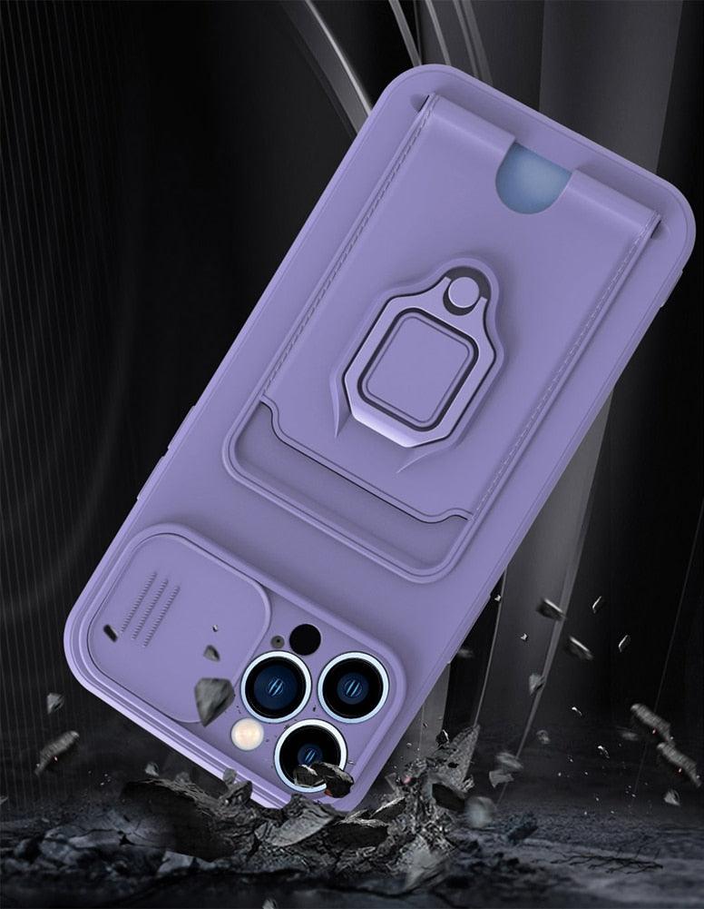 Lightweight Heavy Duty Protective Case With Rotatable Kickstand Ring For iPhone 13 14 Case Magnetic Ring Holder Cover for iPhone 12 11 14 Pro Wallet Card Armor iphone Case