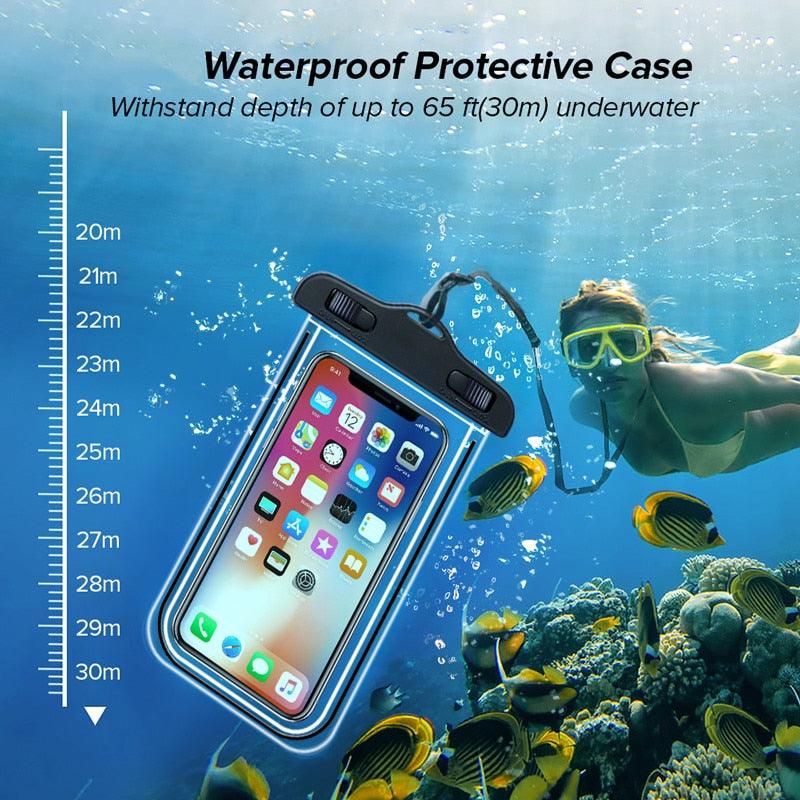 Universal Waterproof Phone Case Water Proof Bag Mobile Cover For iPhone 13 12 11 Pro Max X Xs 8 Waterproof Pouch Phone Black Underwater Case