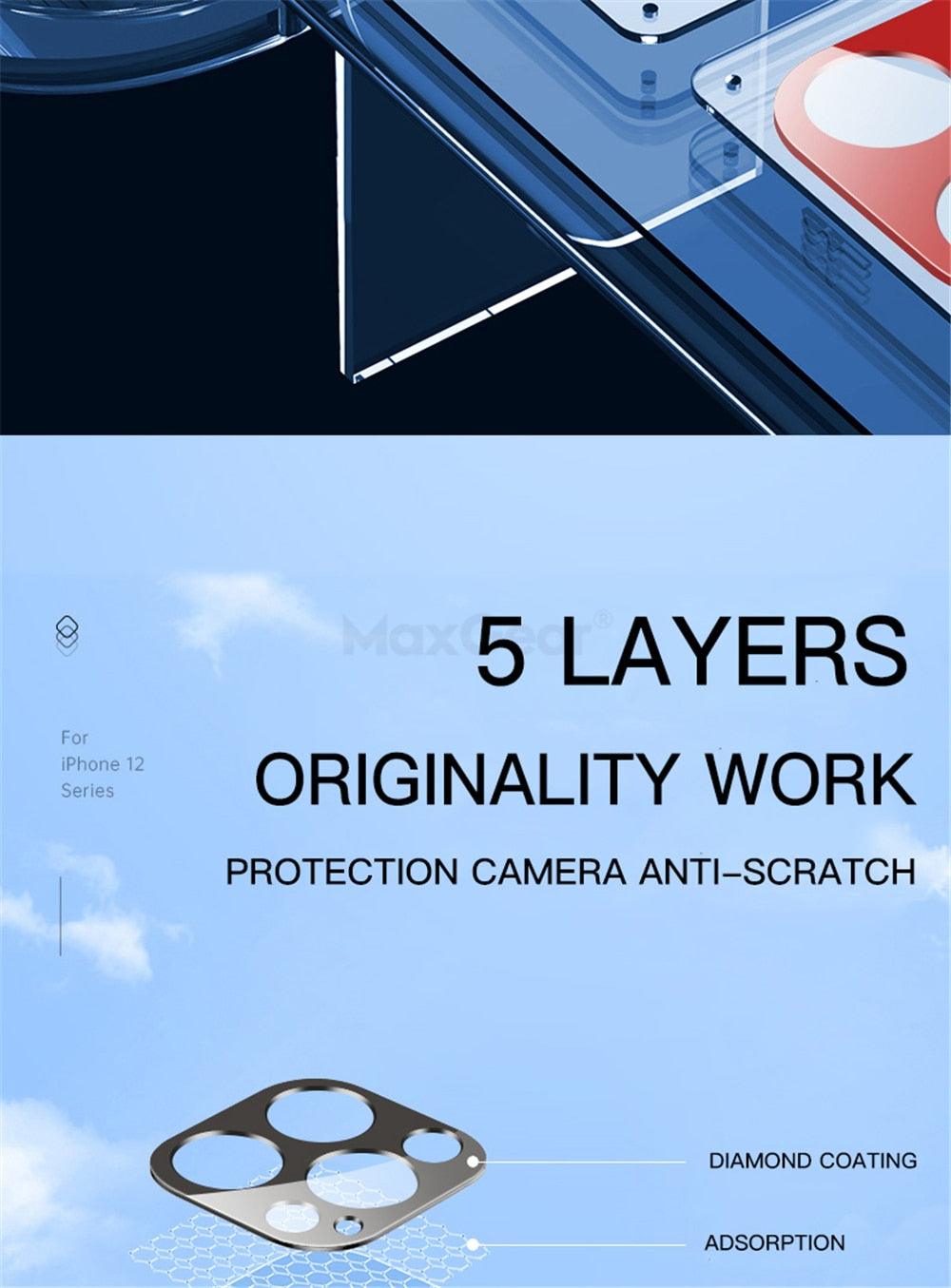 Camera Lens Tempered Glass For iPhone 12 11 Pro Max 12 Mini Full Cover Camera Ring Protector Sticker On iPhone12 Anti Scratch Camera Lens Protector 9H HD Camera Tempered Glass