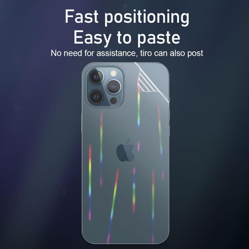 Gradient Laser Aurora Hydrogel Film For iPhone 13 11 12 Pro Max Mini X XS XR 7 8 Plus SE 2 Screen Protector Soft Full Back Cover  Thin Scratch Resistant Back Screen Guard for Iphone