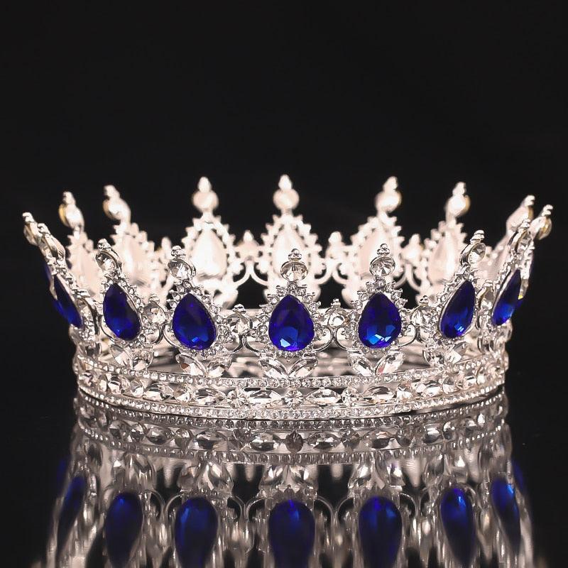 Crystal Crown Tiara Bridal Hair Accessories Rhinestone Crystal Round Crown Hair Jewelry For Women Queen Party Crown Tiaras Gift Vintage Royal Queen Teardrop Rhinestone Diadem Tiaras Crown Pageant Prom  Bride Wedding Hair Jewelry