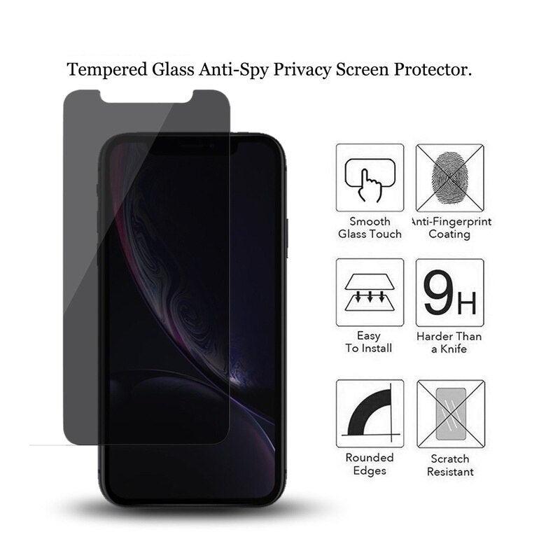 3PCS Anti-spy Protective Tempered Glass for IPhone 11 12 13 14 Pro Max 12 Mini X XS XR 6 6S 7 8 Plus Privacy Screen Protectors Anti-Spy HD Tempered Glass Shatterproof Shockproof Screen Protector