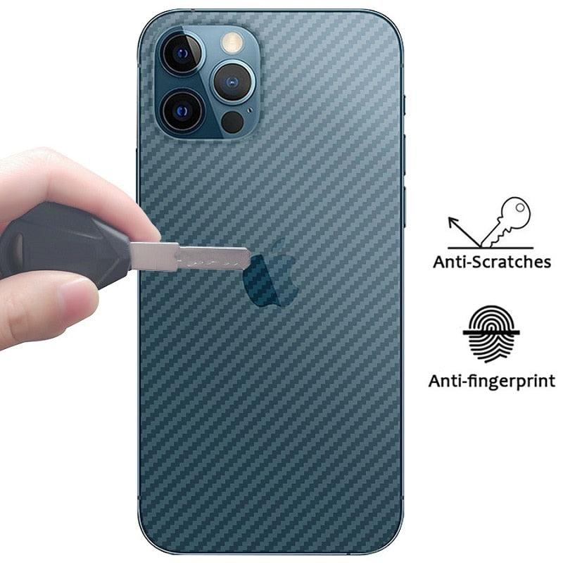 Back Screen Protective Film Carbon Fiber Skin Transparent Screen Guard Sticker Carbon Fiber Transparent Film For iPhone 14 13 12 Mini 11 Pro X XR XS Max SE3 7 8 Plus Phone Back Screen Protector Sticker