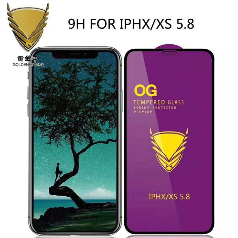 3PCS Tempered Glass OG Screen Protector for iPhone 14 13 12 11 Pro XS Max X XR Full Glue Cover Big Curved 7 8 Full Coverage Screen Protector iPhone Glass Screen Protector