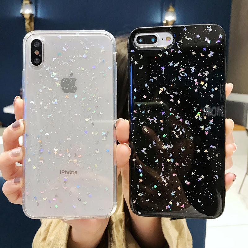 Women Glitter Phone Case For Iphone 8 7 Plus 6 6s Star Clear Soft Cover For Iphone 12 11 Pro X Xr Xs Max Starry Night Non Moving Sparkling Shining Glitter Soft Silicone Case