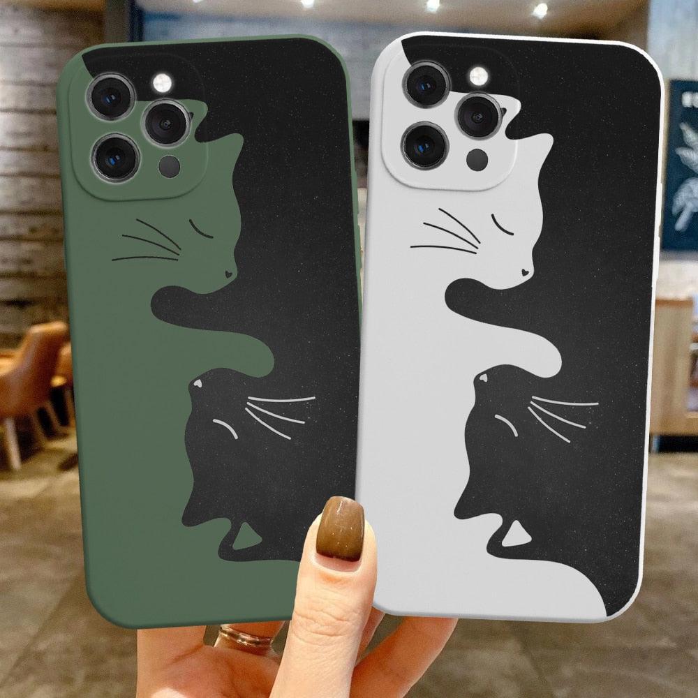 Cute Animals Cat Cartoon Phone Case For iPhone 11 12 13 Pro Max X XR XS Max 7 8 Plus SE 2020 Clear Soft Transparent Silicone Pattern Ultra Thin Shockproof Back Cover