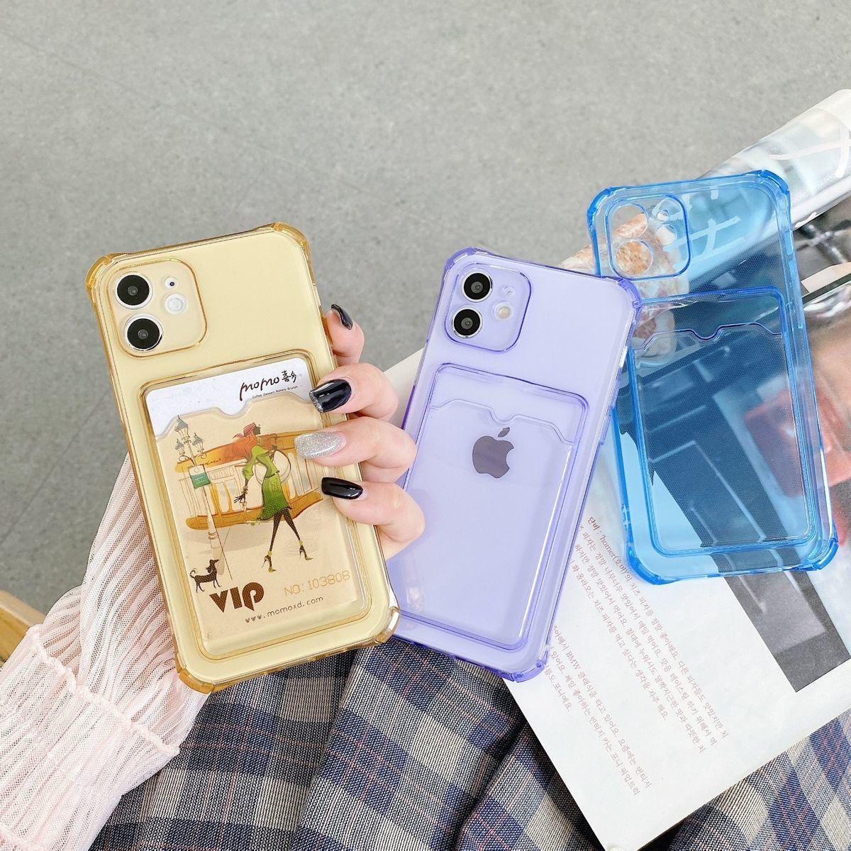 Transparent Wallet Case For iPhone 14 13 12 Pro Max Mini  Shockproof Cover with Card Slots Pockets Slim Fit Thin Protective Soft Shock-Absorbing Lightweight Wallet Case