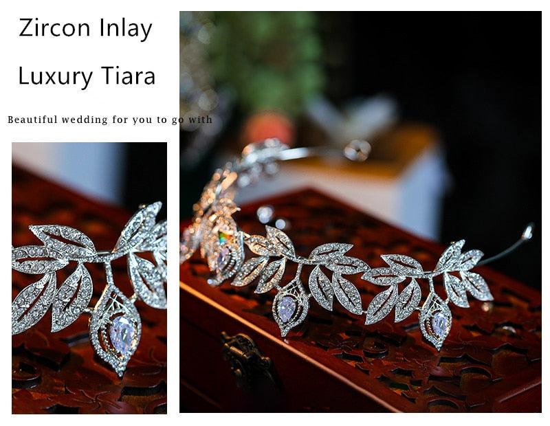 Bride Crown Zircon Rhinestone Bridesmaid Tiaras Headband Wedding Headdress Hair Jewelry Accessories  Full Cubic Zirconia Wedding Headbands For Bride Zircon Bridal Tiaras Pageant Hair Jewelry Party Headpieces For Women Girls