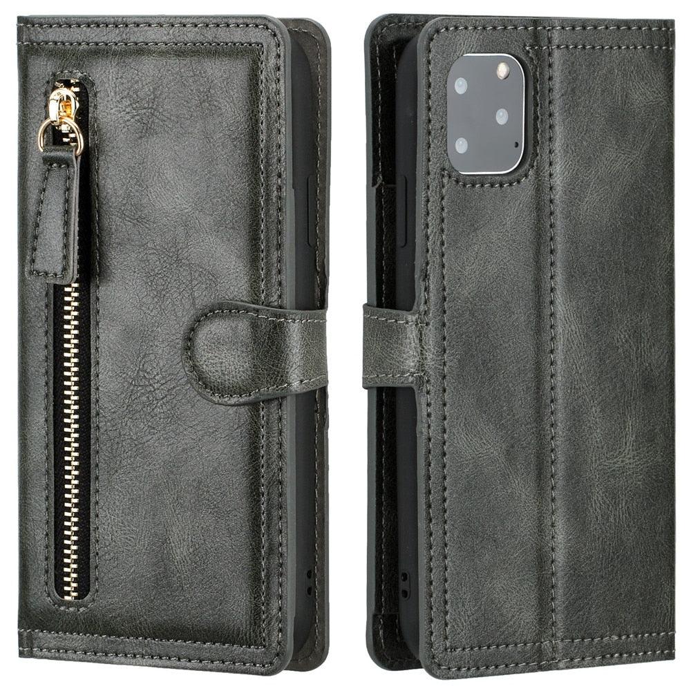 Luxury Leather Flip Wallet Case For iPhone 14 13 Pro MAX 11 12 Mini X XS XR Card Holder Stand Cover Shockproof PU Leather Wallet Card Holder Slots Cover Iphone Phone Case With Magnetic Buckle