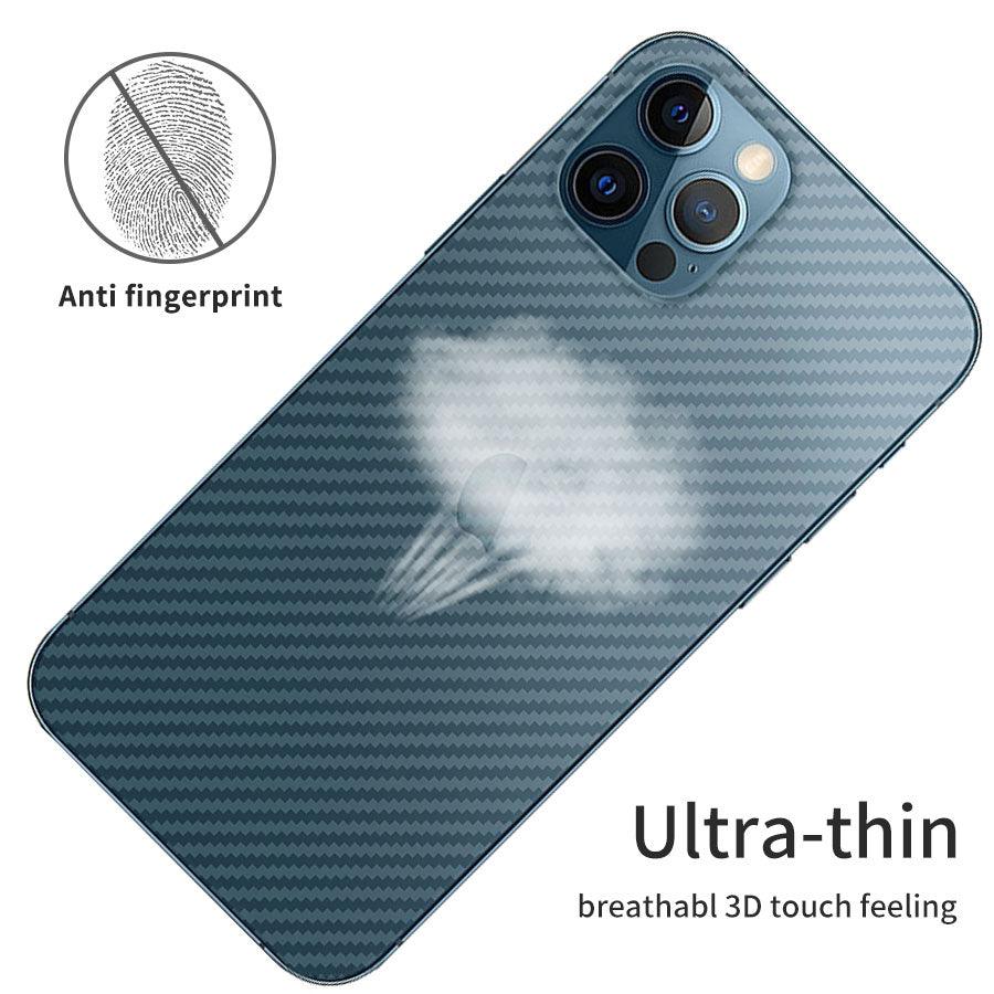 Back Screen Protective Film Carbon Fiber Skin Transparent Screen Guard Sticker Carbon Fiber Transparent Film For iPhone 14 13 12 Mini 11 Pro X XR XS Max SE3 7 8 Plus Phone Back Screen Protector Sticker