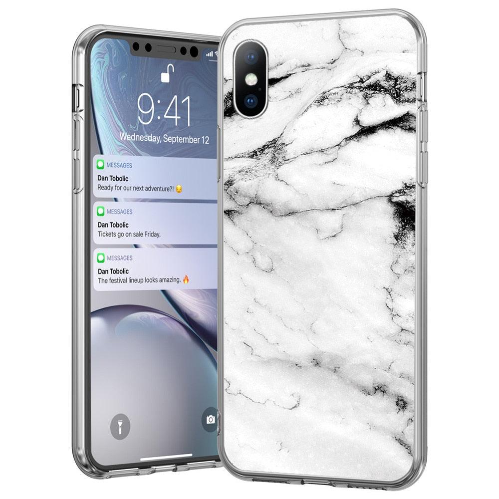 Stylish Marble Stone Texture Phone Case For Iphone 12 Pro 13 Pro Max Unique Solid Color Marble Soft Cover Silicone Mobile Phone Case