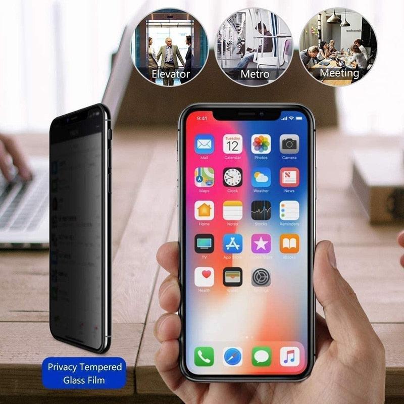 2Pcs Private Tempered Glass for iPhone 13 12 11 Pro Max 12Mini XS XR SE2020 Anti-Spy Screen Protectors for iPhone 8 7 6 Plus 9H Tempered Glass Film Touch Sensitive Scratchproof Screen Protector