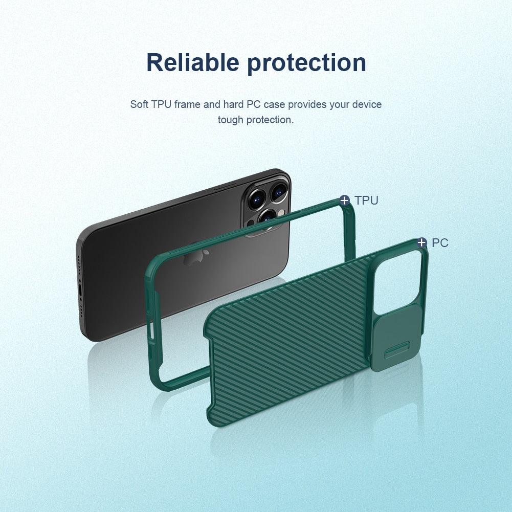 Super Hard Back Soft Shock Absorb Cover for iPhone 13 Pro Max Case Slide Camera Business Black Elegant Back Cover for iPhone 13 Mini 13 Pro Max Case