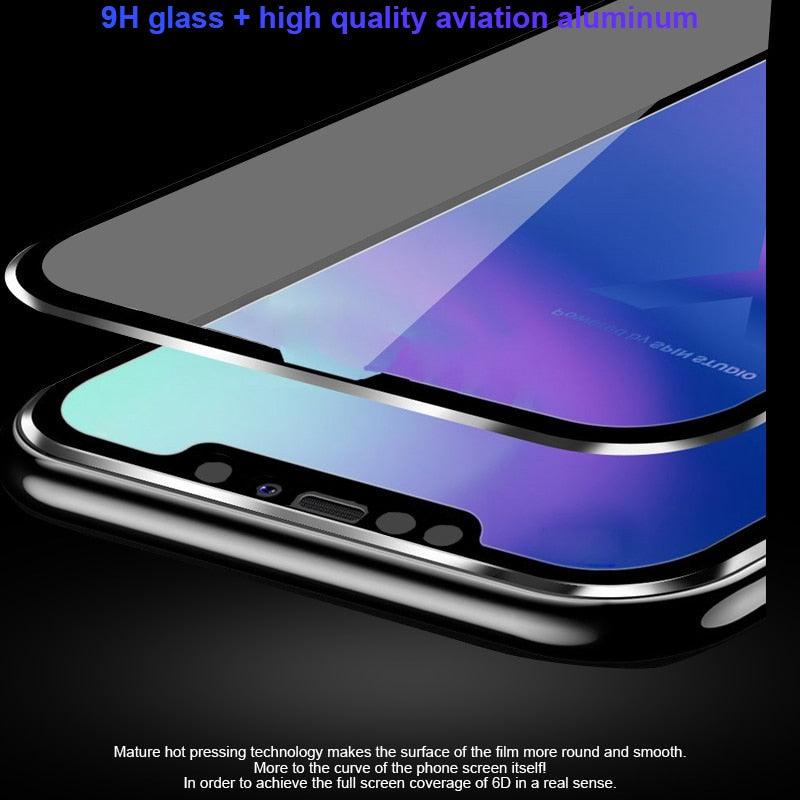 10D Curved Edge Aluminum Alloy Tempered Glass for iPhone X XS MAX 11 12 Pro Max mini 6 6S 7 8 Plus Full Cover Screen Protector  Titanium Alloy Metal Edge Full Coverage Front Tempered Glass Screen Protector for iPhone