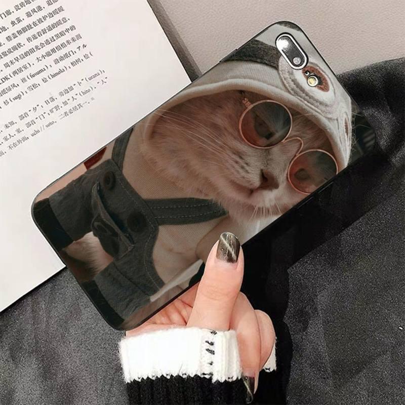 Cute Cat Black Phone Case For IPhone 13 8 7 6 6S Plus X 5 5S SE 2020 XR 11 Pro XS MAX Slim Fit Soft Print Design Flexible Silicone Cover For iPhone