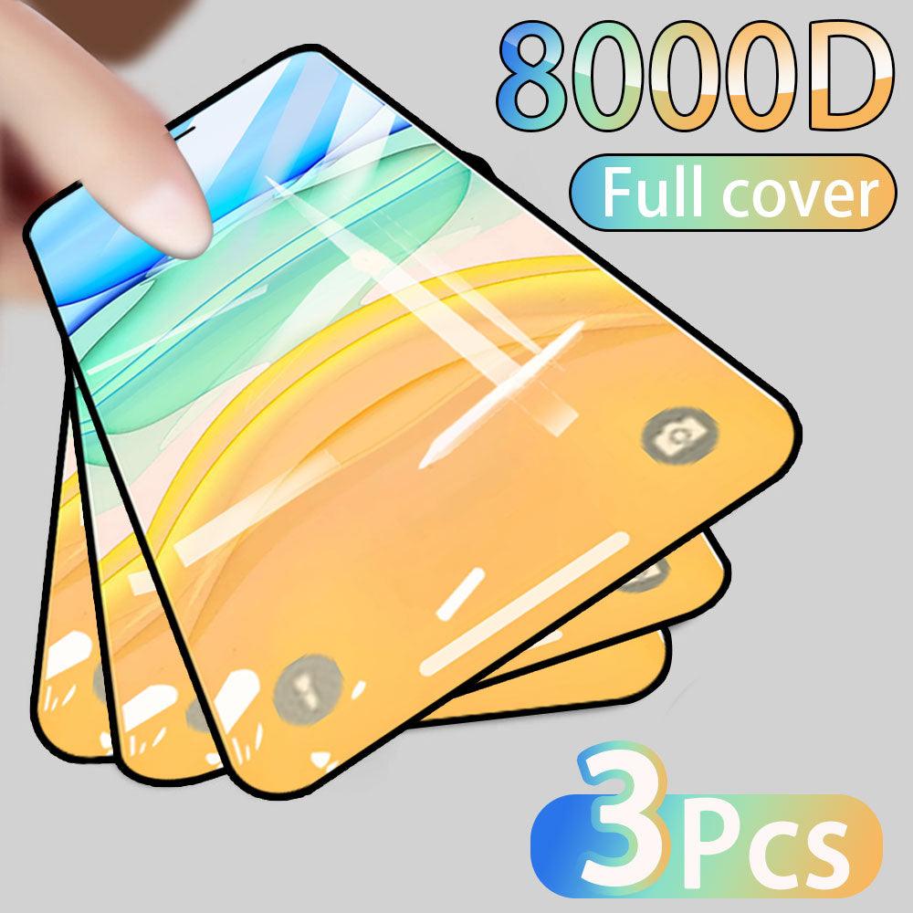 3pcs Full Cover Protective Glass On For Iphone 11 12 13 Pro Max Tempered Glass Film Iphone X Xr Xs Screen Protector Curved Edge Anti Scratch Bubble Free Smooth Tempered Glass Screen Protector