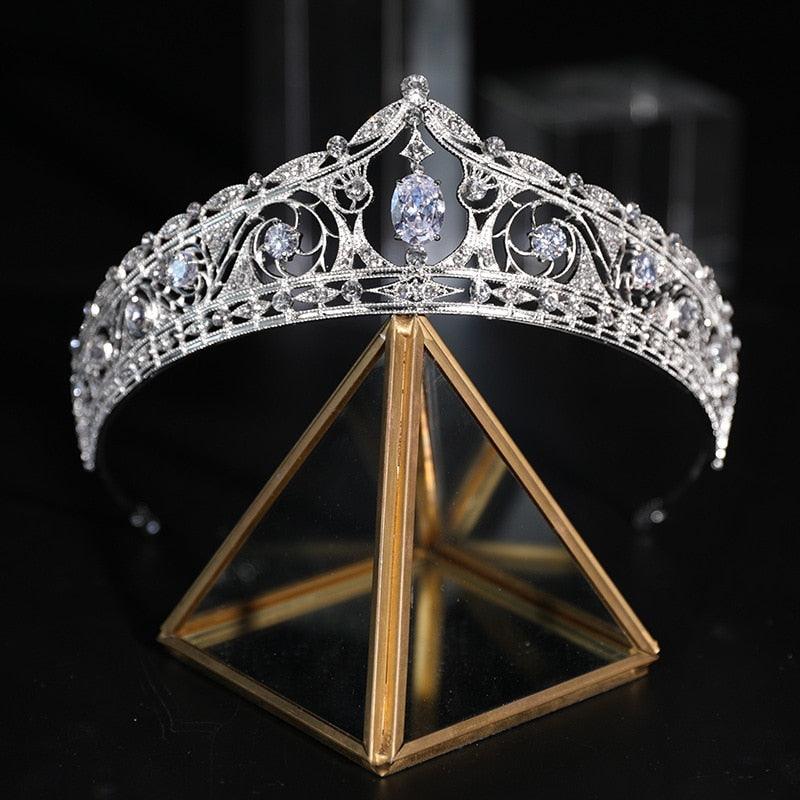 Bride Crown Zircon Rhinestone Bridesmaid Tiaras Headband Wedding Headdress Hair Jewelry Accessories  Full Cubic Zirconia Wedding Headbands For Bride Zircon Bridal Tiaras Pageant Hair Jewelry Party Headpieces For Women Girls