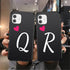 Women Elegant Black Initial Letter A-Z Love Heart Couples Phone Case For iPhone 13 12 Pro Max Mini Luxury Soft Silicone Cover Name Letter Case