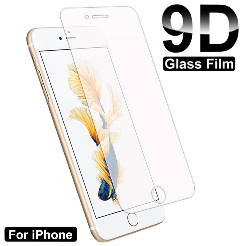 9D Full Protection Glass For iPhone 7 8 6 6S Plus Transparent Screen Protector For iPhone 5 5C 5S SE 2020 Tempered Glass Film Tempered Glass Screen Protector Guards Protects From Crash & Scratch