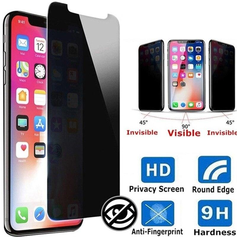 3PCS Anti-spy Protective Tempered Glass for IPhone 11 12 13 14 Pro Max 12 Mini X XS XR 6 6S 7 8 Plus Privacy Screen Protectors Anti-Spy HD Tempered Glass Shatterproof Shockproof Screen Protector