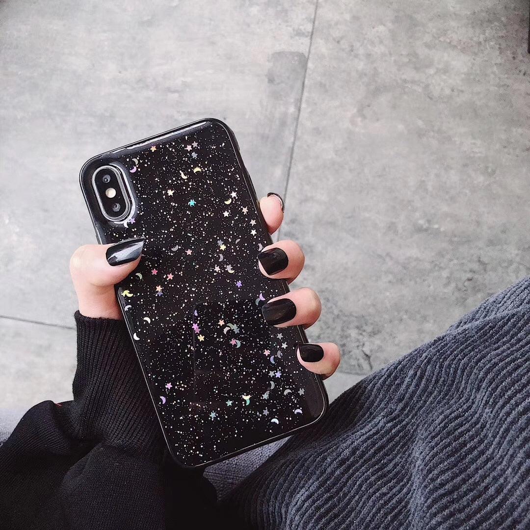 Women Glitter Phone Case For Iphone 8 7 Plus 6 6s Star Clear Soft Cover For Iphone 12 11 Pro X Xr Xs Max Starry Night Non Moving Sparkling Shining Glitter Soft Silicone Case