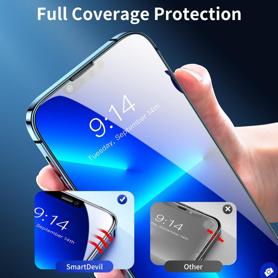 60D 4PCS Full Cover Protective Glass on For iphone 12 X XS XR Tempered Glass Iphone 13 11 Pro Max Protection Screen Protector 3X Stronger Screen Protector for iPhone