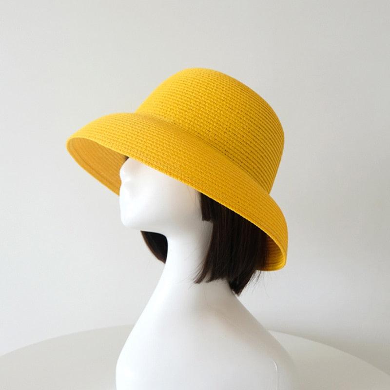 Unique Vintage Handmade Women Summer Hat Stylish Design Women's Summer Hat  Beach Holiday Foldable Comfortable Hat For Summer Portable Luxury Female Wide Hat Solid Color