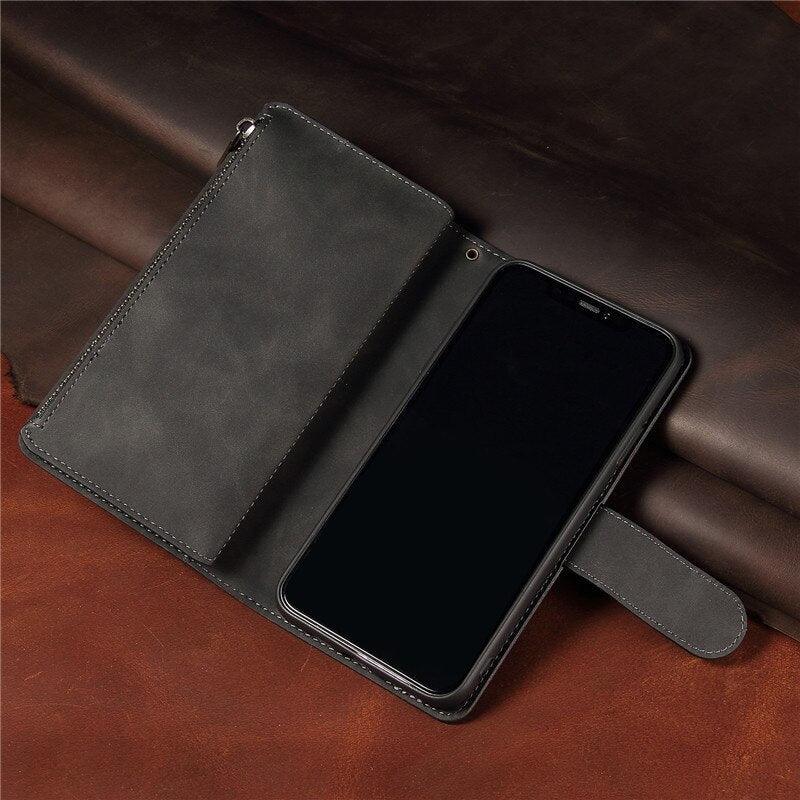 Retro Flip Leather Case For RedMi Note 11 Pro 10 10S 9S 9 8T 8 7 9A 9C 8A 7A  Wallet Card Cover For XiaoMi POCO M3 Vintage Premium PU Leather Cover Flip Case with Card Slots Magnetic Closure Pocket Handbag with Hand Strap