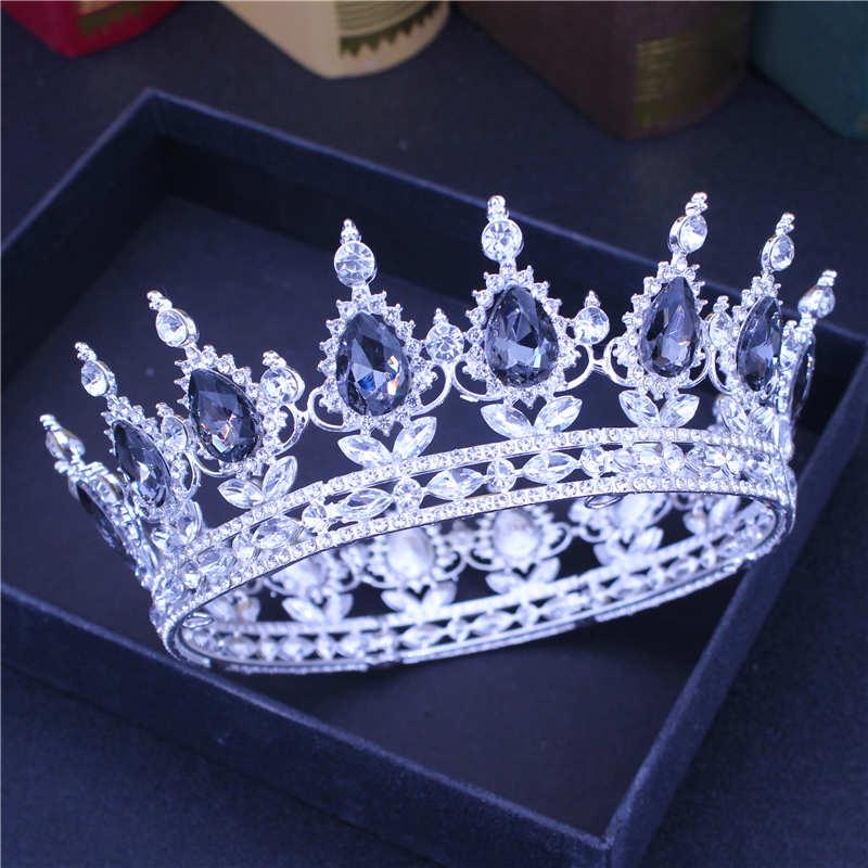 Crystal Queen King Crowns Bridal For Bride Women Headpiece Hair Ornaments Wedding Head Jewelry Accessories Bride Full Crown Pageant Headhand Jewelry Princess Tiara Retro Round Crown Bride Hair Accessories For Women