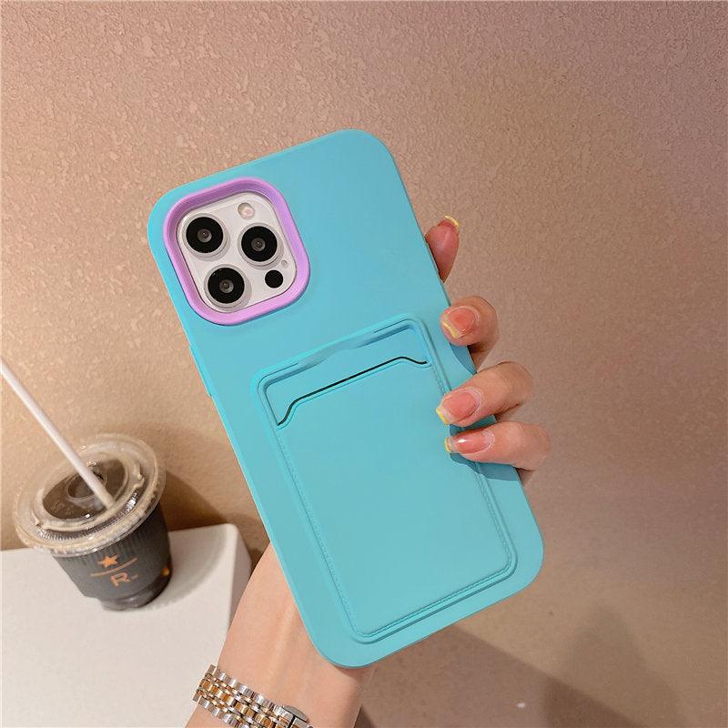 Modern Card Candy Color Phone Case For iPhone 12 11 13 Pro Max 12 13 Pro 11 Shockproof Bumper Soft Back Cover Colorful Silicone Phone Cover