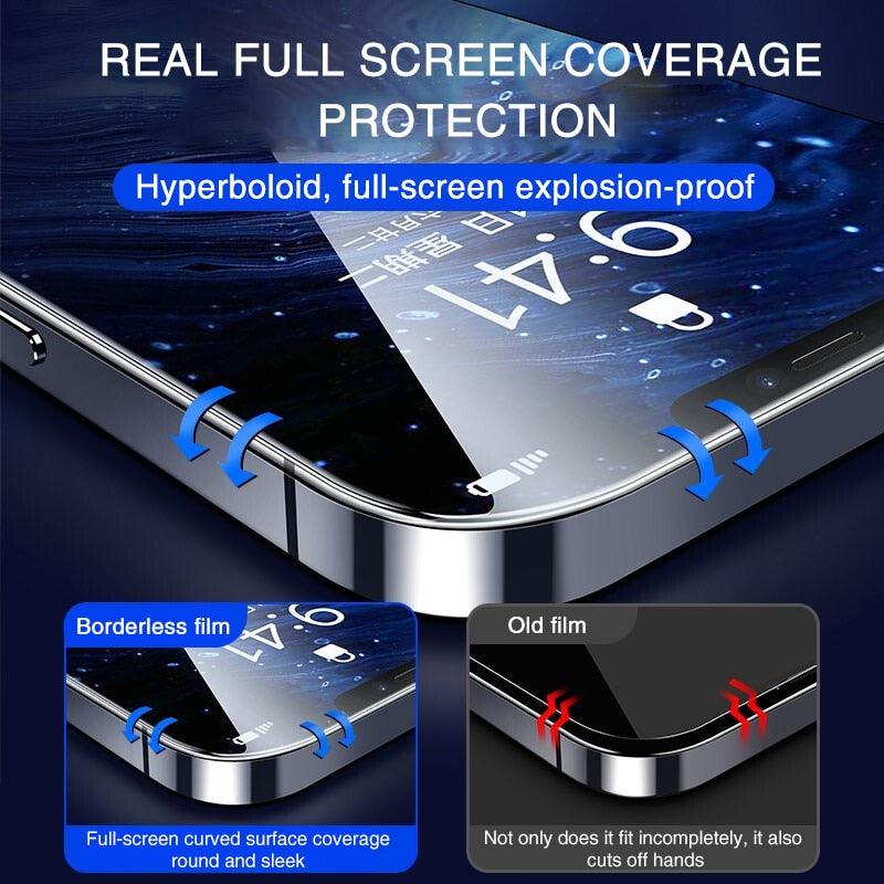 4K HD Full Cover Protective Glass on For iphone 11 12 13 14 PRO MAX Screen Protector Tempered Glass On iphone 14 Plus X XR Glass Tempered Glass Film with HD Clarity Touch Accurate Impact Absorb Screen Protector