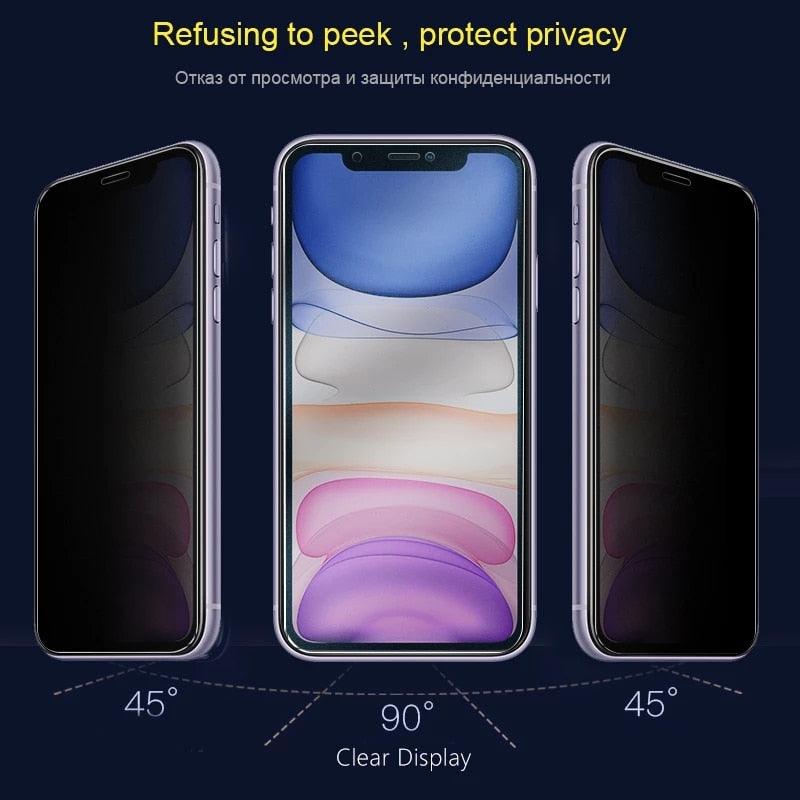 HD Matte Anti-spy Screen Protectors for Iphone 12 11 Pro Max Mini X XR XS Privacy Ceramic Film on 13 Pro MAX 6 7 8 Plus No Glass Anti-Spy Tempered Glass Film Upgrade 9H Hardness Case Friendly Easy Installation Bubble Free Screen Protector