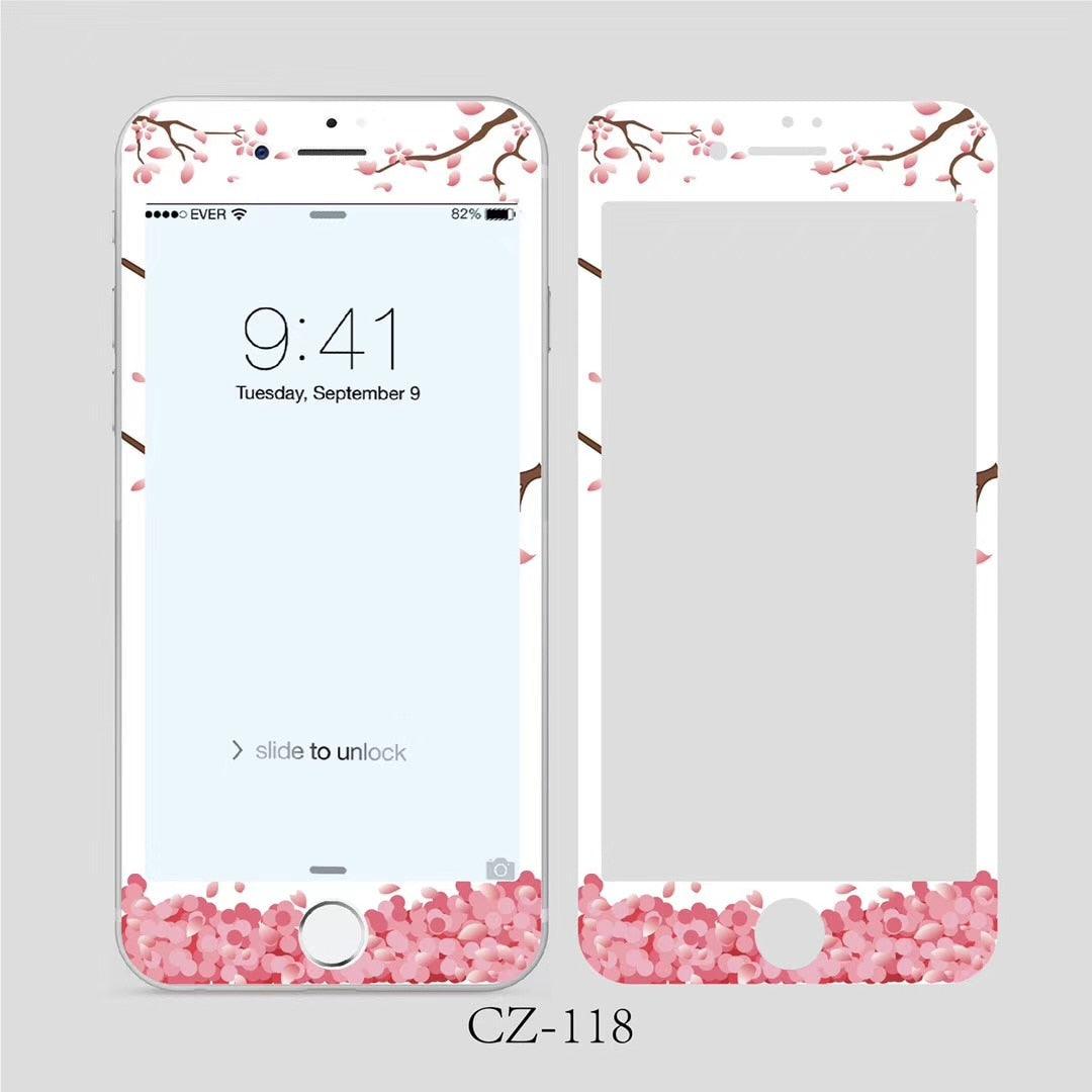 3D Curved Edge Tempered Glass for iPhone 6 6s 7 8 Plus Fashion Flowers Pattern Screen Protector Protective Film Tempered Glass Screen Protector Designed for iPhone