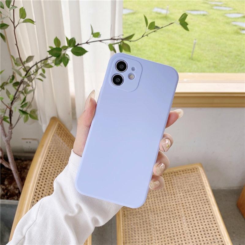 Soft Silicone Candy Color Phone Case For iPhone 13Mini iPhone 14Pro Max Ultra Thin Shockproof Cover Solid Color Shockproof Silicone Case For iPhone