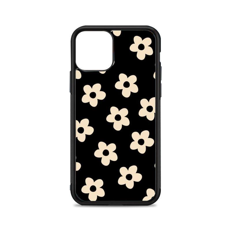 Black Floral Phone Case For Iphone 12 Mini 11 Pro Xs Max X Xr 6 7 8 Plus Se20 High Quality Silicon And Hard Plastic Cover Flowers Case Back Cover For Iphone